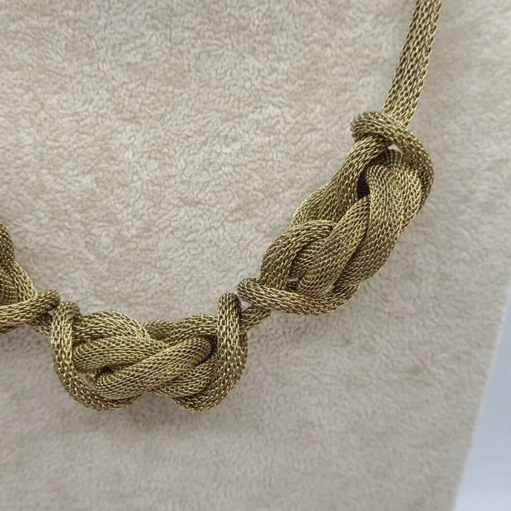 J Crew Gold Tone Mesh Knotted Necklace
